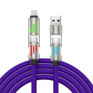 240W colorful breathing light four-in-one super fast charging data cable, suitable for Apple Android typec charging cable (5)