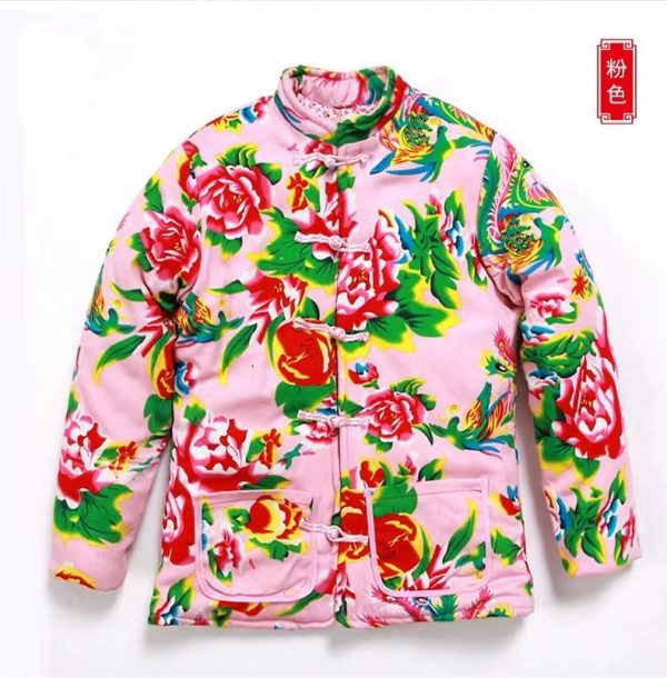 Internet celebrities Northeast flower padded jacket men and women with the same 2025 winter warm slim jacket Guochao ethnic style - Image 3