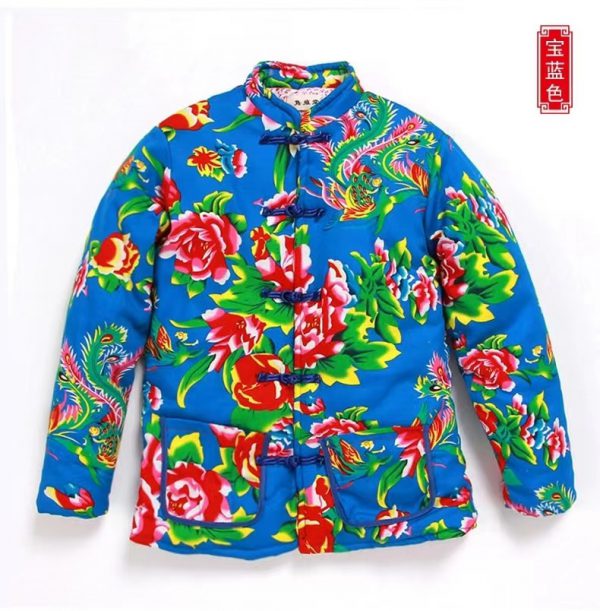 Internet celebrities Northeast flower padded jacket men and women with the same 2025 winter warm slim jacket Guochao ethnic style - Image 2