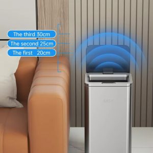 Rectangular Smart Stainless Steel Trash Can Electric Self-Sealing Sports Trash Smart No Touch Trash Bin Automatic Trash Bin