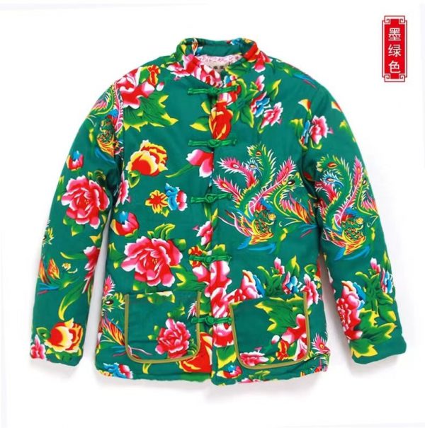 Internet celebrities Northeast flower padded jacket men and women with the same 2025 winter warm slim jacket Guochao ethnic style - Image 4