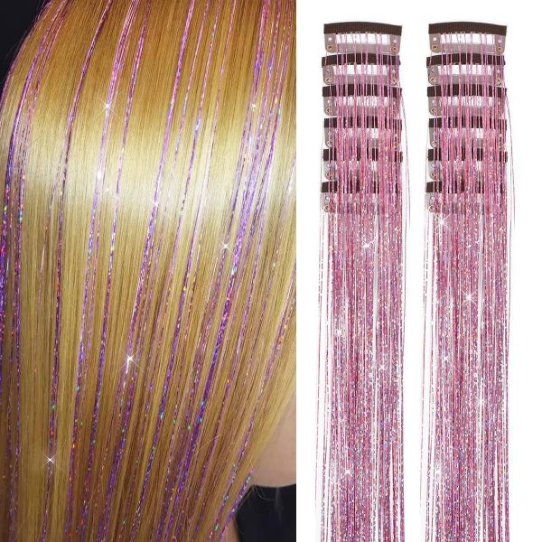 Laser gold wire tinsel hair colorful seamless hair extension metal wire hair - Image 2