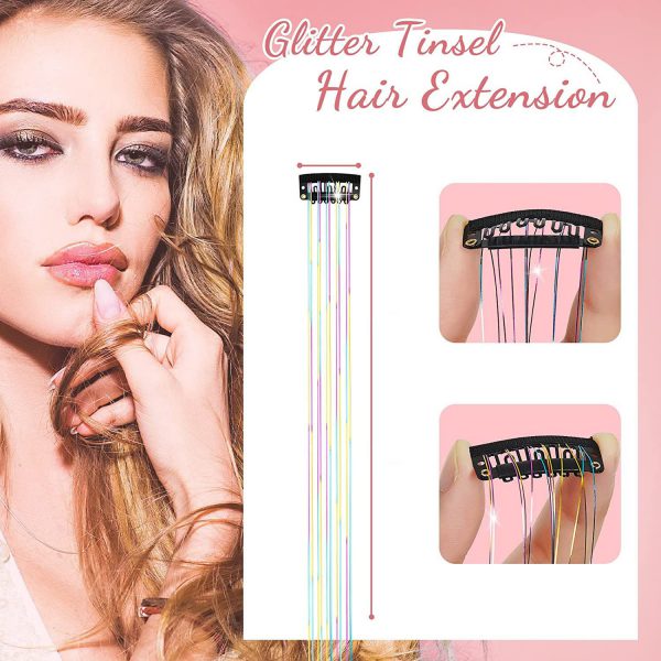 Laser gold wire tinsel hair colorful seamless hair extension metal wire hair - Image 3
