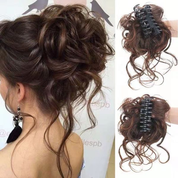 wig grab clip, disc hair grab clip, large hair volume bud ball head natural fluffy long beard hair band wig hair band - Image 4