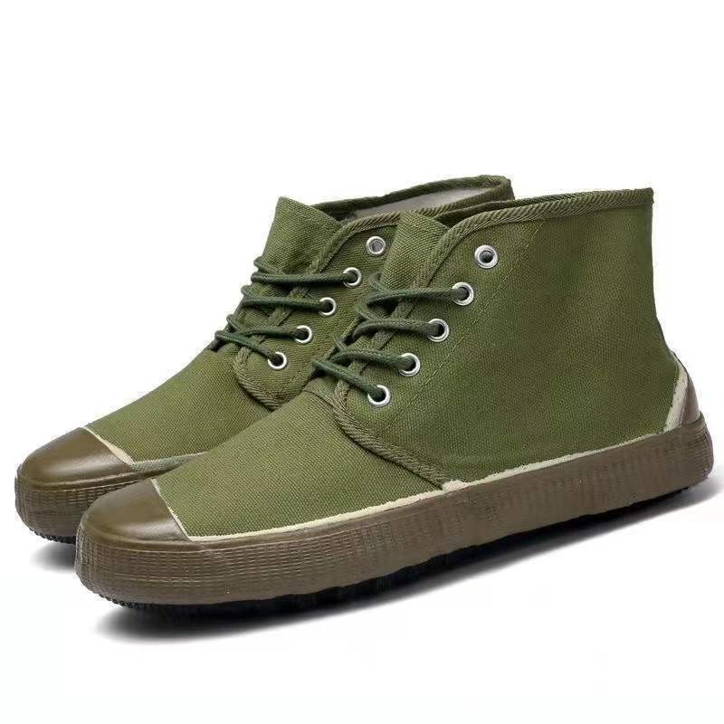 High-top wear-resistant Chinese shoes, green rubber shoes, outdoor shoes, men's and women's shoes - Image 2